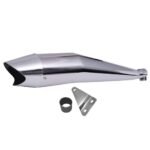 Dhe Best SR-11 Bike Bullet Shark Silencer Glasswool Exhaust Silencer Chrome with Zed Clamp Bush for RE All Models