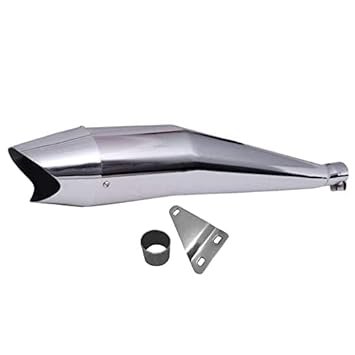 Dhe Best SR-11 Bike Bullet Shark Silencer Glasswool Exhaust Silencer Chrome with Zed Clamp Bush for RE All Models