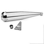Dhe Best SR-14 Bike Bullet Megaphone Glasswool Silencer Exhaust Chrome Bike Exhaust with Zed Clamp Bush for RE Thunderbird 350 Model 1