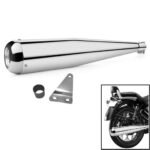 Dhe Best SR-14 Bike Bullet Megaphone Glasswool Silencer Exhaust Chrome Bike Exhaust with Zed Clamp Bush for RE Thunderbird 350 Model 1