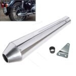Dhe Best SR-19 Bike Bullet Reverse Cone Megaphone Exhaust Silencer Glasswool Chrome Bike Exhaust with Zed Clamp Bush for RE Thunderbird 350 Model 1
