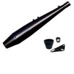 Dhe Best SR-20 Bike Bullet Reverse Cone Megaphone Silencer Exhaust Glasswool Black Bike Exhaust with Zed Clamp Bush for RE Classic Desert Storm