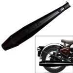 Dhe Best SR-20 Bike Bullet Reverse Cone Megaphone Silencer Exhaust Glasswool Black Bike Exhaust with Zed Clamp Bush for RE Classic Desert Storm