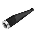 Dhe Best SR-32 Bike Bullet Cobra Bazooka Silencer Exhaust Glasswool/Filter Black & Front Chrome with Zed Clamp & Bush for RE Thunderbird 350 Model 2