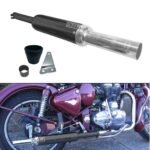 Dhe Best SR-36 Bike Bullet Silencer Exhaust Short Bottle Filter/Glasswool Punjab Dholki Black Front Chrome Bike Exhaust with Zed Clamp & Bush for RE Standard Bullet 350 Twin Spark