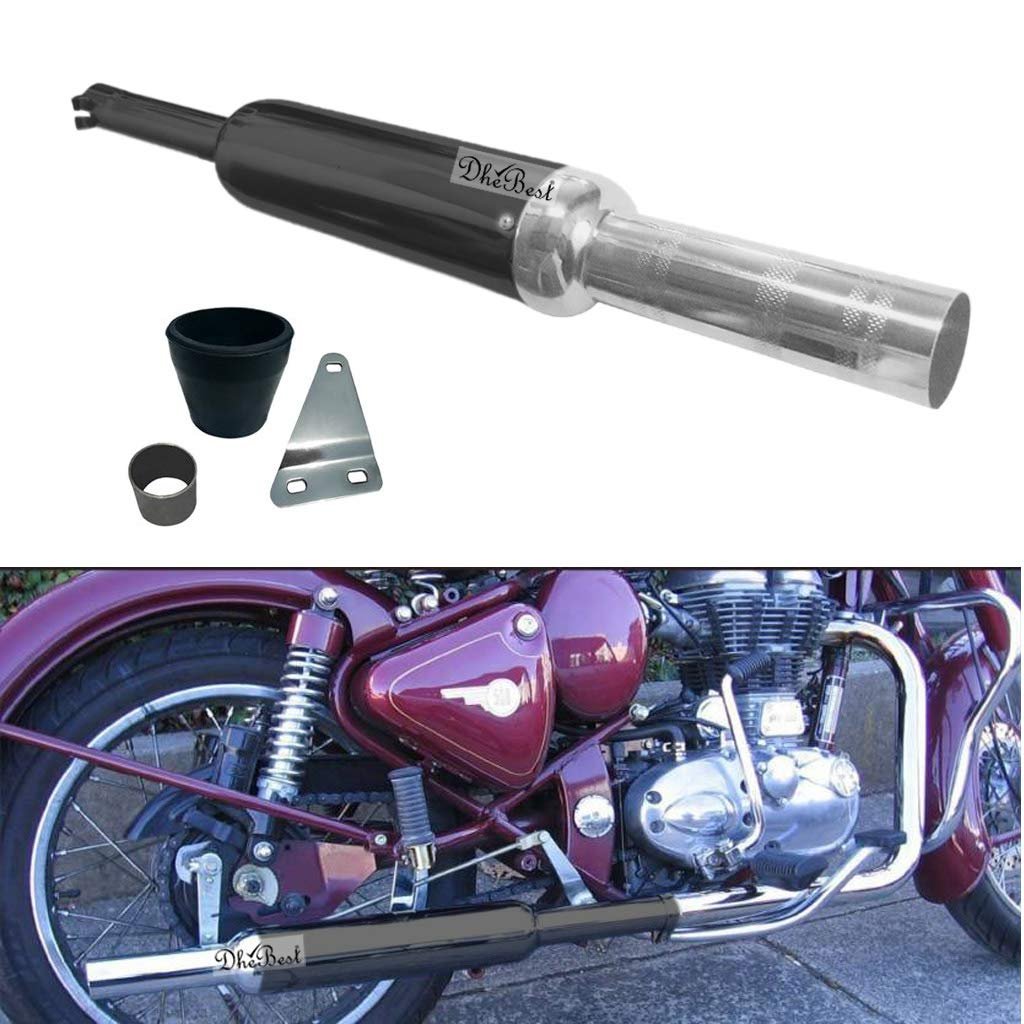 Dhe Best SR-36 Bike Bullet Silencer Exhaust Short Bottle Filter/Glasswool Punjab Dholki Black Front Chrome Bike Exhaust with Zed Clamp & Bush for RE Standard Bullet 350 Twin Spark Dhe Best SR-36 Bike Bullet Silencer Exhaust Short Bottle Filter/Glasswool Punjab Dholki Black Front Chrome Bike Exhaust with Zed Clamp & Bush for RE Standard Bullet 350 Twin Spark