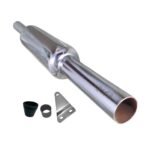 Dhe Best SR-52 Bike Bullet Short Bottle Mini Punjab Dholki Slim Pipe Empty Free Flow Exhaust Silencer Chrome with Zed Clamp Bush for RE Standard Bullet 500 EFI