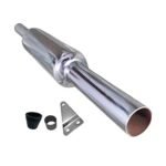 Dhe Best SR-52 Bike Bullet Short Bottle Mini Punjab Dholki Slim Pipe Empty Free Flow Exhaust Silencer Chrome with Zed Clamp Bush for RE Standard Bullet 500 EFI