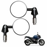 Aluminium Alloy Motorcycle Rear_Outside Mirrors - Round Adjustable Upto 180 Degree Bar End Side Mirror Suitable For (Pack Of 2) For Yamaha Fz V3