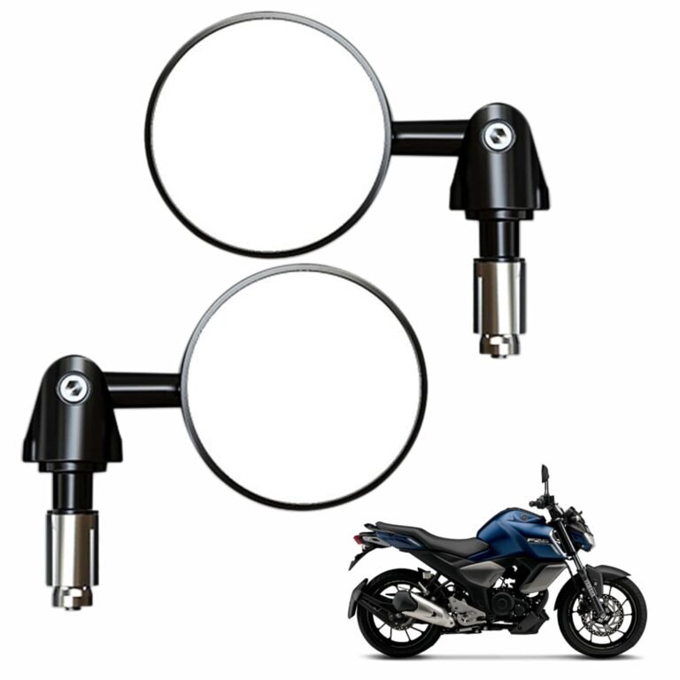 Aluminium Alloy Motorcycle Rear_Outside Mirrors - Round Adjustable Upto 180 Degree Bar End Side Mirror Suitable For (Pack Of 2) For Yamaha Fz V3