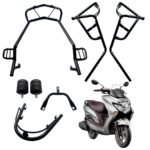 Burgman Street 125 Crash Guard with FIX FOOTREST and Frame Slider LAGGUARD Front and Rear Crash Guard Suitable for Suzuki Burgman Street 125 BS4, BS6 Scooter (Set of 1)