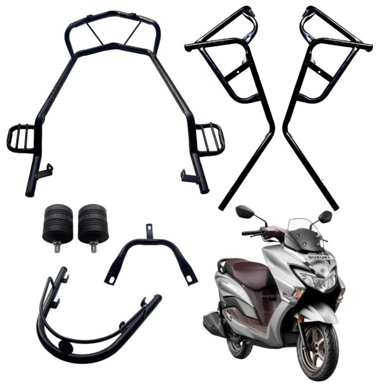 Burgman Street 125 Crash Guard with FIX FOOTREST and Frame Slider LAGGUARD Front and Rear Crash Guard Suitable for Suzuki Burgman Street 125 BS4, BS6 Scooter (Set of 1)