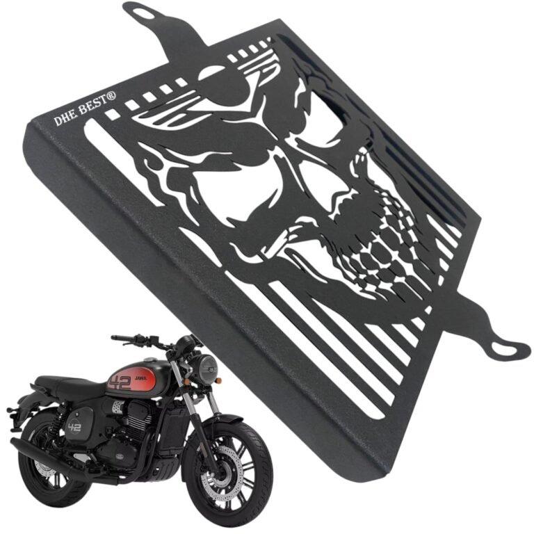 Dhe Best Bike Comfortable Black and Skull Face Radiator Guard Grill Suitable for Jawa 42 FJ