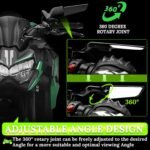 Eliane Universal Motorcycle Bike Mirrors Set Adjustable Rotating Rear View Mirror Stealth Wind Wing Side For All Bikes (York nut Fitting 8mm, 10mm)