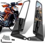 Eliane Universal Motorcycle Bike Mirrors Set Adjustable Rotating Rear View Mirror Stealth Wind Wing Side For All Bikes (York nut Fitting 8mm, 10mm)