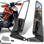 Eliane Universal Motorcycle Bike Mirrors Set Adjustable Rotating Rear View Mirror Stealth Wind Wing Side For All Bikes (York nut Fitting 8mm, 10mm)