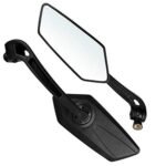 Fancy Small 5 Edge Rear View Mirror for Bajaj Pulsar RS 200 (Pack of 2) (KOSO-31), black