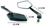 Fancy Small 5 Edge Rear View Mirror for Bajaj Pulsar RS 200 (Pack of 2) (KOSO-31), black
