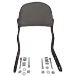 Gate 7 Cushioned Jawa Motorcycle Backrest, Black Perforated Design with Mounting Hardware, Compatible with Jawa Bikes