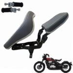 Gate 7 Motorcycle Folding Seat with Mounting Hardware,Compatible with Jawa 42 Bobber (Faux Leather, With Footrest)