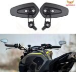 Miwings CNC Alloy Stylish Design 2-Verson Mirror for Motorbike Rearview Side Handle Bar End Mirrors For All Universal Bikes (Left & Right, Pack of 2, Black)