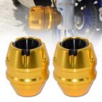 OBEROI'S TRADERS Universal Motorcycle Front Fork Slider | Wheel Frame Slider | Axle Protector Bike Crash Guard for All Bikes (Pack of 2) (Golden)