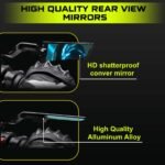 OTO2EYE Universal Motorcycle Rear View Mirrors Set – Adjustable 180° Rotating Side Mirrors with Stealth Wind Wing Design – Fits All Motorbikes – York Nut 8mm & 10mm (Left &...