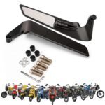 OTO2EYE Universal Motorcycle Rear View Mirrors Set – Adjustable 180° Rotating Side Mirrors with Stealth Wind Wing Design – Fits All Motorbikes – York Nut 8mm & 10mm (Left &...