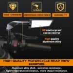 OTO2EYE Universal Motorcycle Rear View Mirrors Set – Adjustable 180° Rotating Side Mirrors with Stealth Wind Wing Design – Fits All Motorbikes – York Nut 8mm & 10mm (Left &...