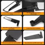 OTO2EYE Universal Motorcycle Rear View Mirrors Set – Adjustable 180° Rotating Side Mirrors with Stealth Wind Wing Design – Fits All Motorbikes – York Nut 8mm & 10mm (Left &...