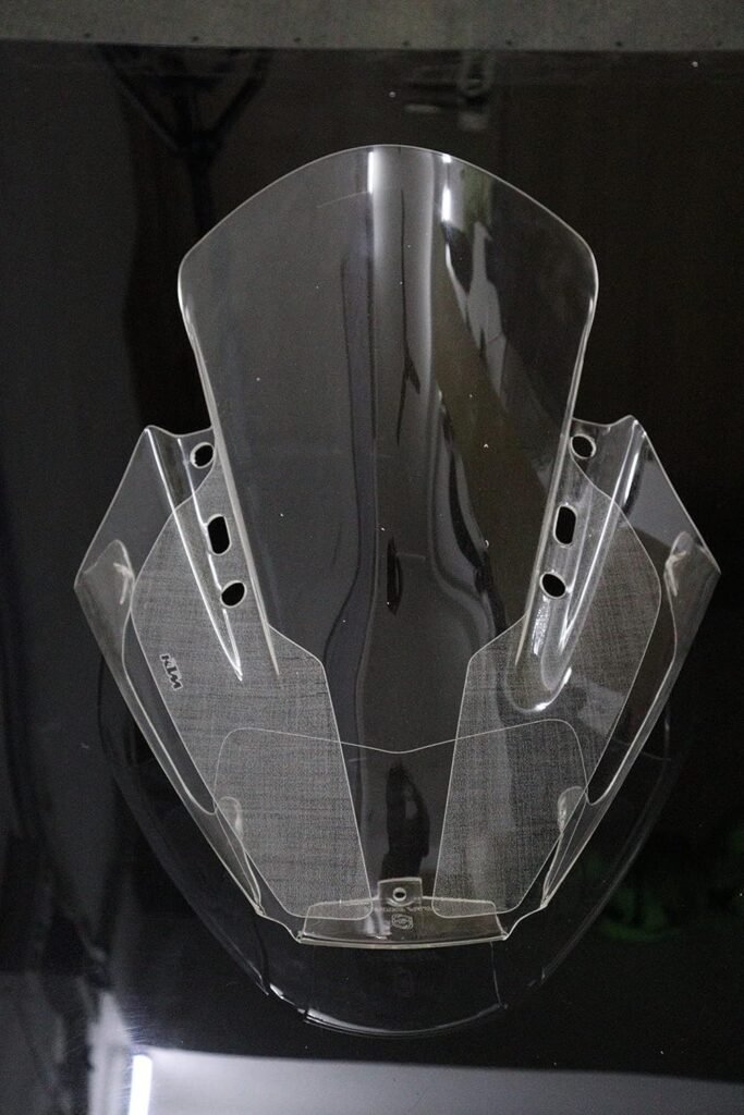 Powerpart Visor Windshield Wind Deflector Headlight Closed Engraved Compatible for KTM RC 125 RC 200 RC 390 Transparent White Colour
