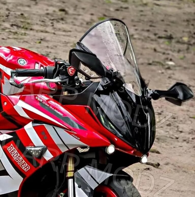 R15 V3 Indonesian Type Full Bubble Visor Windshield Wind Deflector Transparent Clear White Colour