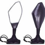 Right, Left View led Mirror with Indicators, Manual Visor Mounted for KTM, Yamaha, Bajaj, Suzuki and Universal for Bike (Carbon)
