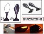 Right, Left View led Mirror with Indicators, Manual Visor Mounted for KTM, Yamaha, Bajaj, Suzuki and Universal for Bike (Carbon)