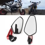 SORAX CNC Alloy Stylish Design 2-Version Mirror for Motorbike Rear view Side Handle Bar End Mirrors For All Universal Bikes (Left & Right, Pack of 2) (RED)