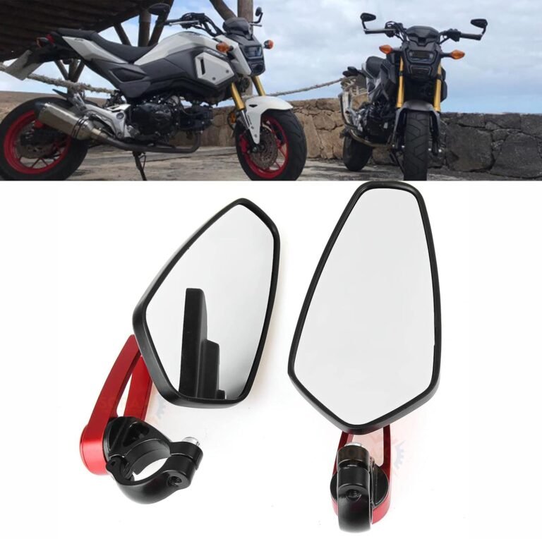 SORAX CNC Alloy Stylish Design 2-Version Mirror for Motorbike Rear view Side Handle Bar End Mirrors For All Universal Bikes (Left & Right, Pack of 2) (RED)