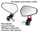 SORAX CNC Alloy Stylish Design 2-Version Mirror for Motorbike Rear view Side Handle Bar End Mirrors For All Universal Bikes (Left & Right, Pack of 2) (RED)