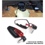 SORAX CNC Alloy Stylish Design 2-Version Mirror for Motorbike Rear view Side Handle Bar End Mirrors For All Universal Bikes (Left & Right, Pack of 2) (RED)