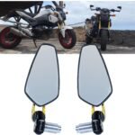 SORAX CNC Alloy Stylish Design 2-Version Mirror for Motorbike Rear view Side Handle Bar End Mirrors For All Universal Bikes (Left & Right, Pack of 2) (RED)