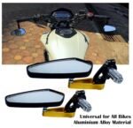 SORAX CNC Alloy Stylish Design 2-Version Mirror for Motorbike Rear view Side Handle Bar End Mirrors For All Universal Bikes (Left & Right, Pack of 2) (RED)