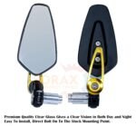 SORAX CNC Alloy Stylish Design 2-Version Mirror for Motorbike Rear view Side Handle Bar End Mirrors For All Universal Bikes (Left & Right, Pack of 2) (RED)