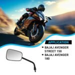Uno Minda RV-1008L Shatterproof Glass Rear View Mirror Left Hand for Bajaj Avenger Street 150/ Avenger Street 180