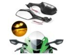 Vagary Rear View Side Mirror With Turn Signal Led Indicators Motorcycle Side Rearview Mirrors Adjustable Compatible With R15-V3, V4 Kawasaki Ninja, Zx-10R Bikes, Pack Of 1