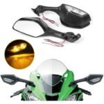 Vagary Rear View Side Mirror With Turn Signal Led Indicators Motorcycle Side Rearview Mirrors Adjustable Compatible With R15-V3, V4 Kawasaki Ninja, Zx-10R Bikes, Pack Of 1