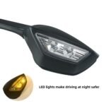 Vagary Rear View Side Mirror With Turn Signal Led Indicators Motorcycle Side Rearview Mirrors Adjustable Compatible With R15-V3, V4 Kawasaki Ninja, Zx-10R Bikes, Pack Of 1