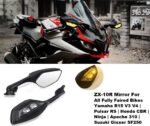 Vagary Rear View Side Mirror With Turn Signal Led Indicators Motorcycle Side Rearview Mirrors Adjustable Compatible With R15-V3, V4 Kawasaki Ninja, Zx-10R Bikes, Pack Of 1